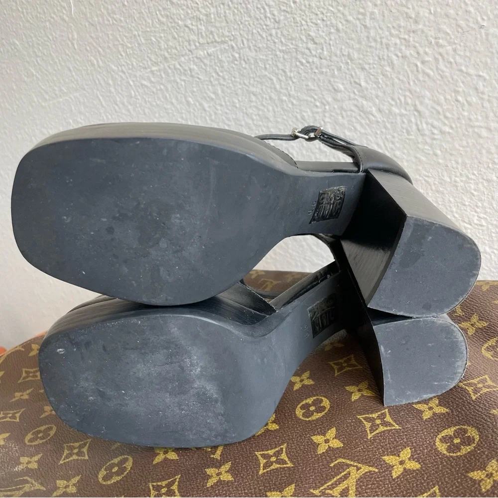 Jeffrey Campbell Black Platform Mary Jane Heels with Ankle Strap